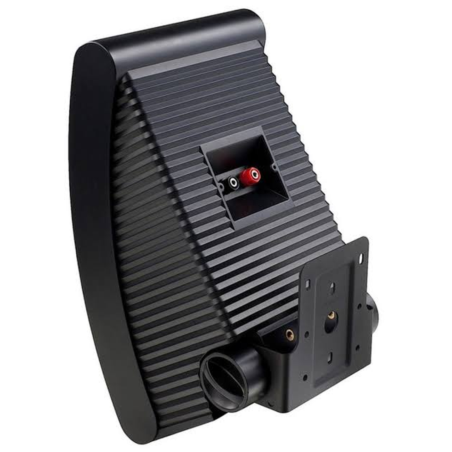 Yamaha NS-AW592 Outdoor-Lautsprecher Schwarz Schrägansicht von hinten mit Schwenkhalterung