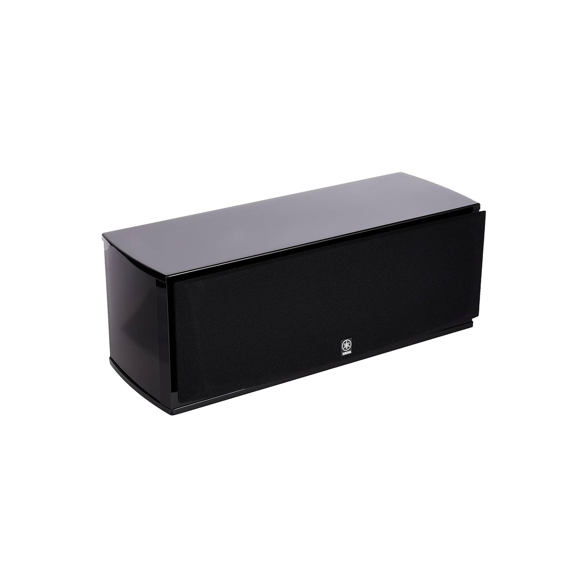 Yamaha NS-C444 Center-Lautsprecher Klavierlack Schrägansicht mit aufgesetzter Stoffabdeckung