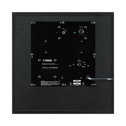 Yamaha NS-SW100 Subwoofer Schwarz Anschlussfeld mit Cinch-Eingang, Lautstärkeregler und Netzschalter