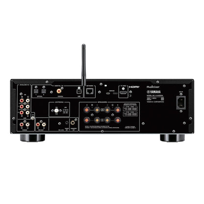 Yamaha R-N1000A Netzwerk-Receiver mit HDMI Schwarz Rückansicht mit HDMI-ARC, Boxenklemmen und Netzwerkbuchse