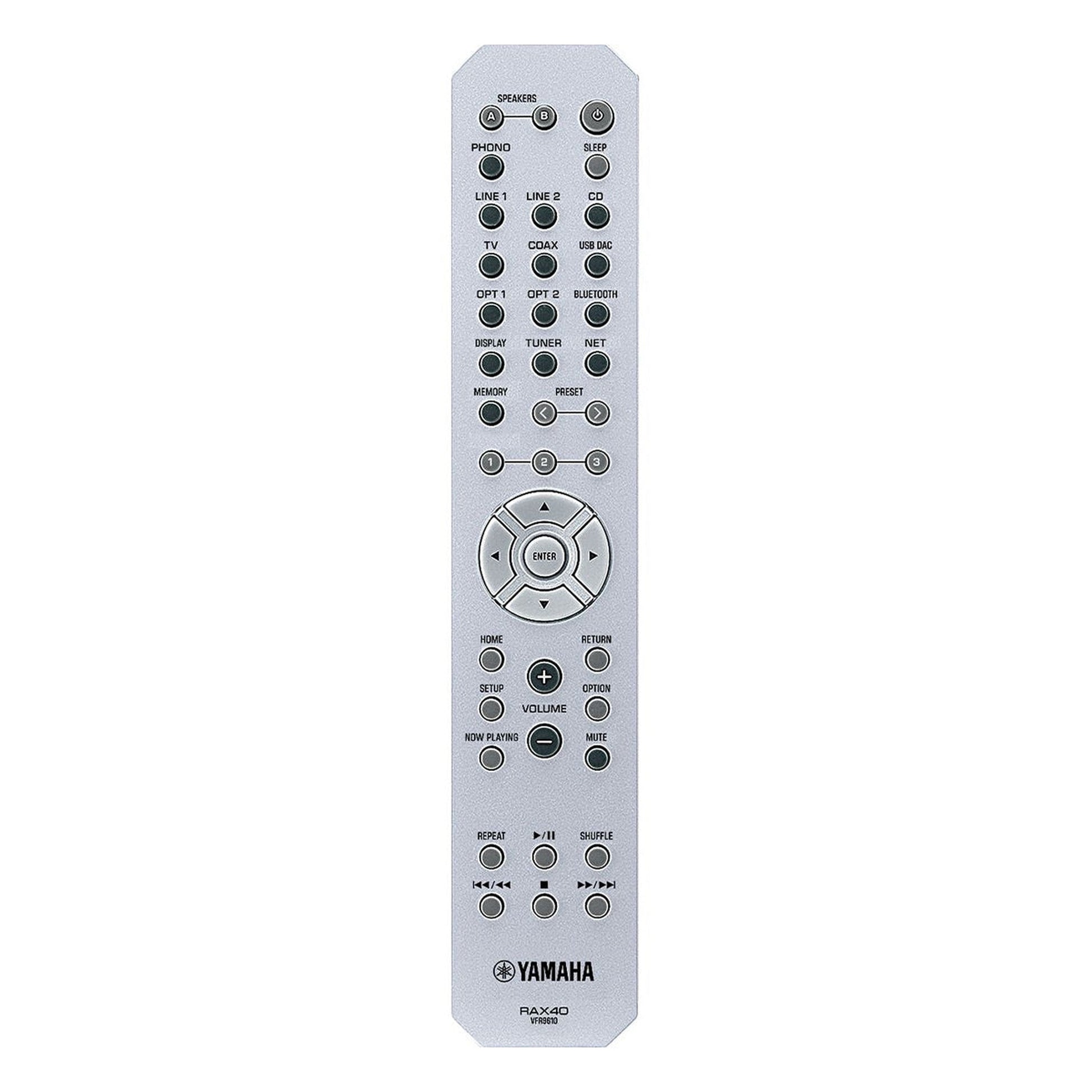 Yamaha R-N1000A Netzwerk-Receiver mit HDMI Silber Fernbedienung mit Zifferntasten und Quellenwahl