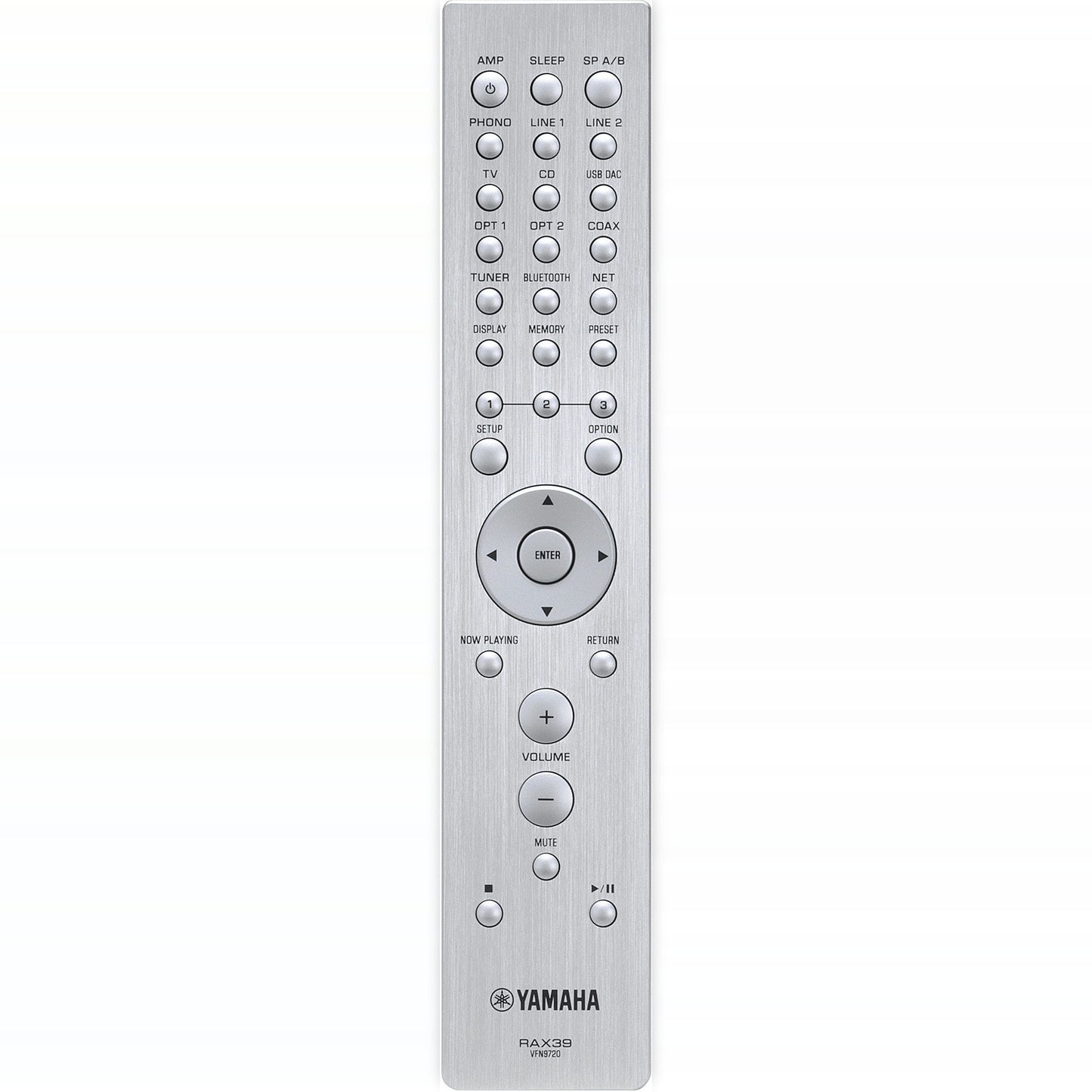 Yamaha R-N2000A Netzwerk-Receiver Schwarz Fernbedienung aus gebürstetem Aluminium mit Zifferntastenfeld