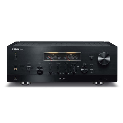 Yamaha R-N2000A Netzwerk-Receiver Schwarz Frontansicht mit Pegelmetern und Lautstärkeregler