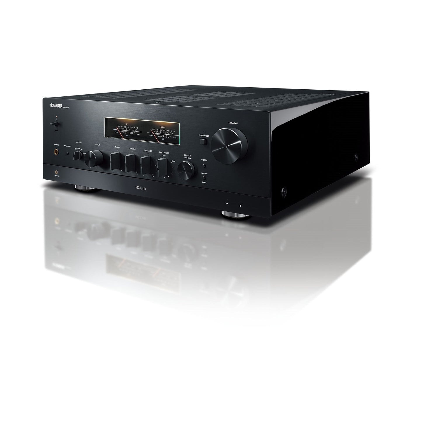 Yamaha R-N2000A Netzwerk-Receiver Schwarz Schrägansicht von vorne rechts mit Lautstärkeregler