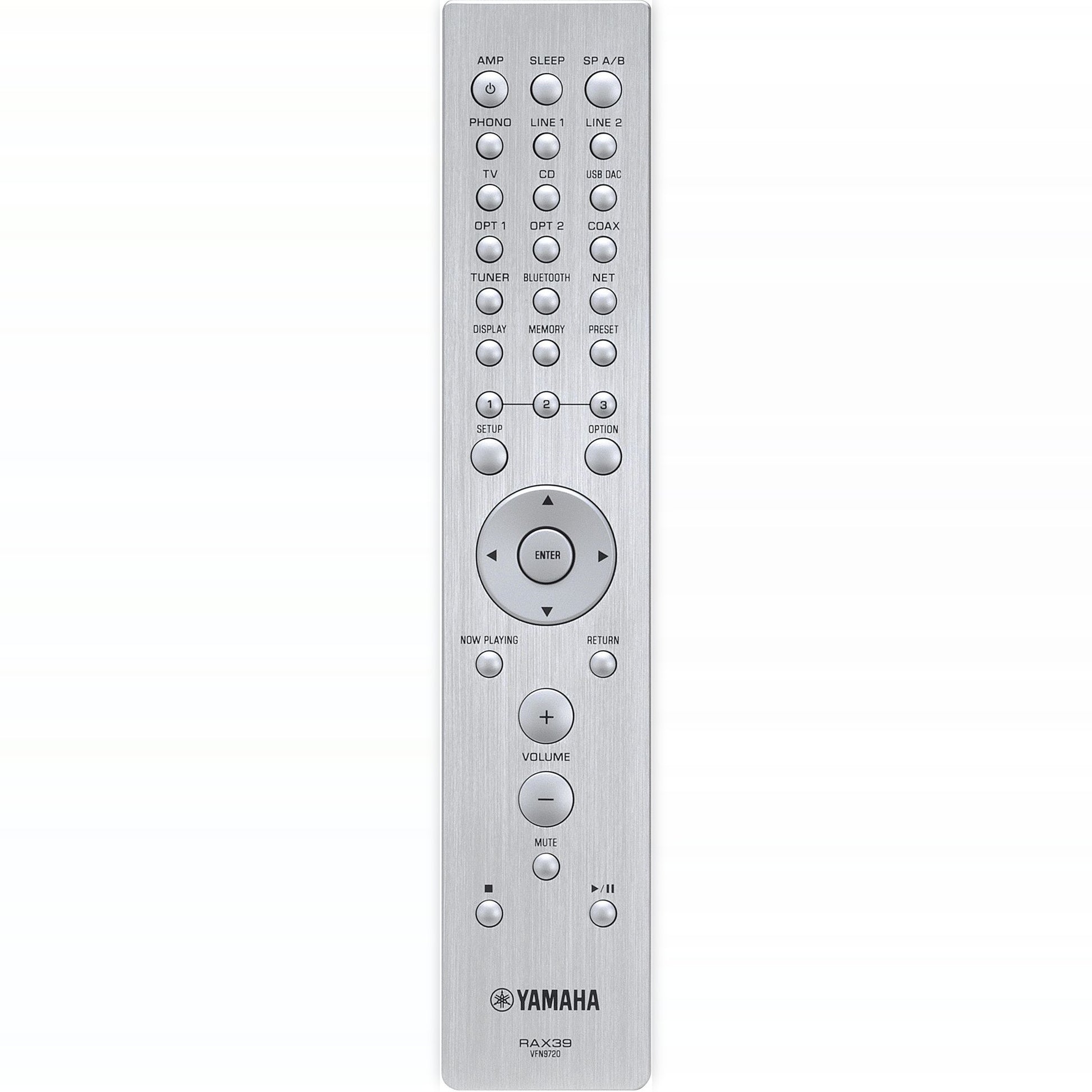 Yamaha R-N2000A Netzwerk-Receiver Silber Aluminium-Fernbedienung mit Zifferntasten und Quellenwahl