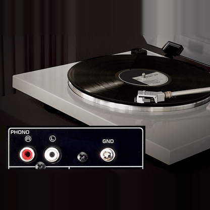 Yamaha R-N600A MusicCast Netzwerk-Receiver Silber Detailansicht des Phono-Eingangs mit Massekontakt für den Plattenspieler