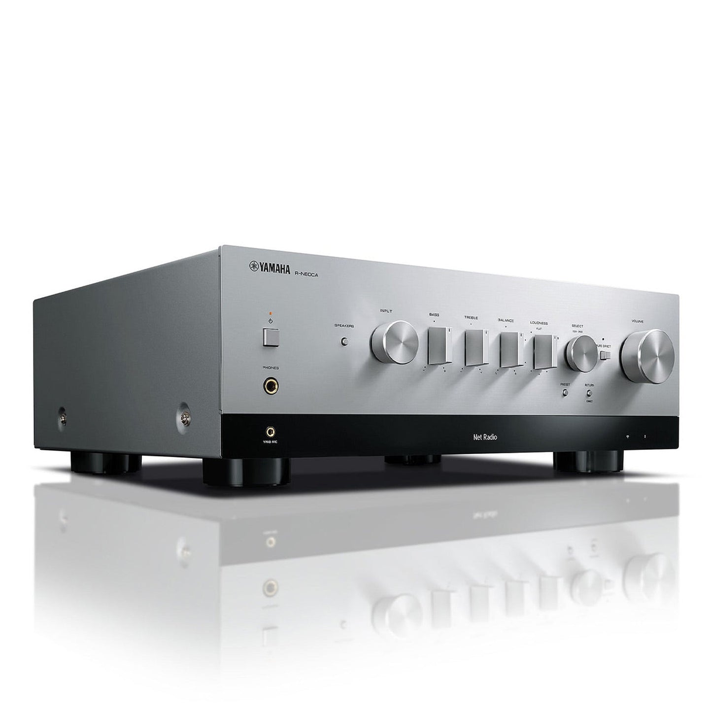 Yamaha R-N800A MusicCast Netzwerk-Receiver Silber Schrägansicht von vorne rechts