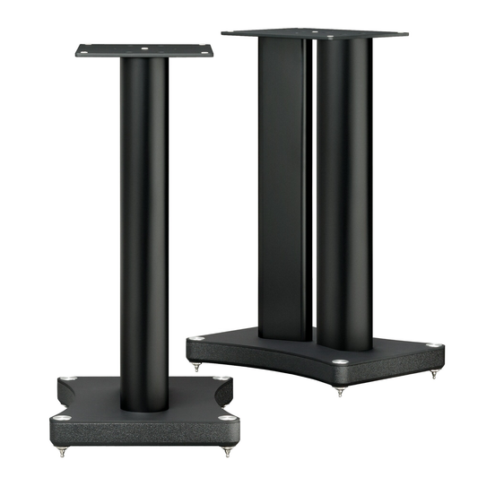 Yamaha SPS-3000 Lautsprecher-Ständer Paar Schrägansicht mit Bodenplatten und Spikes