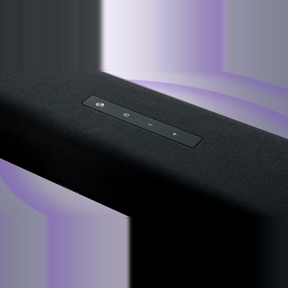 Yamaha SR-B30A Dolby-Atmos-Soundbar Schwarz Funktionsgrafik zur raumfüllenden Basswiedergabe ohne separaten Subwoofer