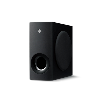 Yamaha SR-B40A Soundbar mit Wireless-Sub Schwarz Schrägansicht des Subwoofers mit Bassreflexrohr