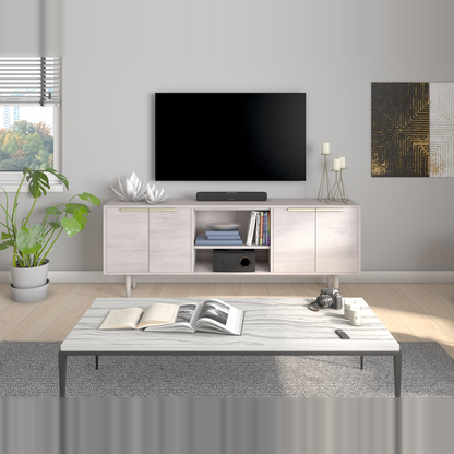 Yamaha SR-C30A Soundbar mit Subwoofer Schwarz Lifestyle im Wohnzimmer unter einem Fernseher