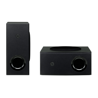 Yamaha SR-C30A Soundbar mit Subwoofer Schwarz Schrägansicht des Subwoofers stehend und liegend