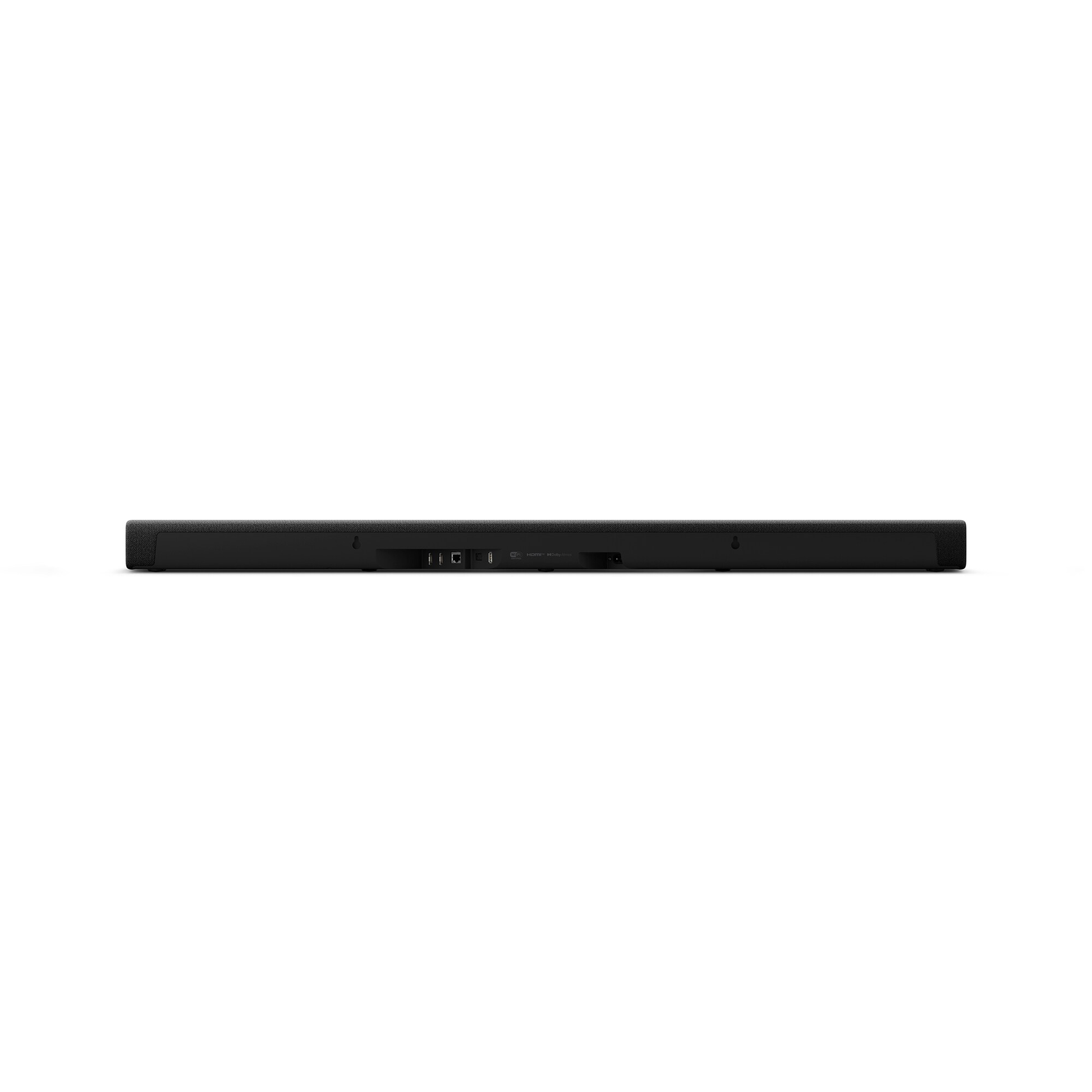 Yamaha True X Bar 40A Dolby-Atmos-Soundbar Rückansicht mit Wandhalterungen und Anschlussnische