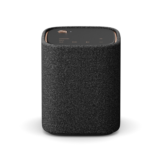 Yamaha True X Speaker 1A Rearspeaker WS-X1A Grau Frontansicht mit dunkelgrauer Stoffbespannung und Bedienfeld