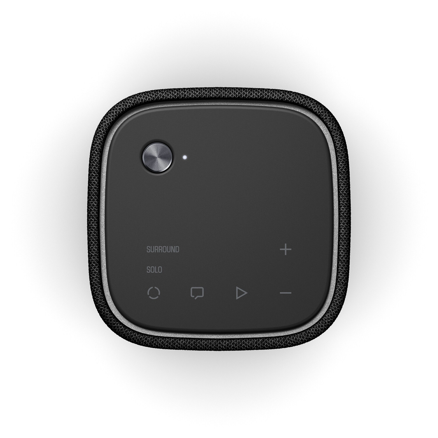 Yamaha True X Speaker 1A Rearspeaker WS-X1A Schwarz Draufsicht auf das Touch-Bedienfeld mit Surround- und Solo-Taste