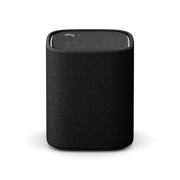 Yamaha True X Speaker 1A Rearspeaker WS-X1A Schwarz Frontansicht mit Stoffbespannung und Bedienfeld