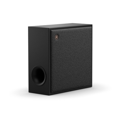 Yamaha True X Surround-Set PK-TRUE50A Grau Schrägansicht des drahtlosen Subwoofers von der Seite