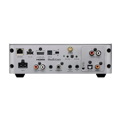 Yamaha WXC-70A Streaming-Vorverstärker Silber Rückansicht mit Anschlussfeld