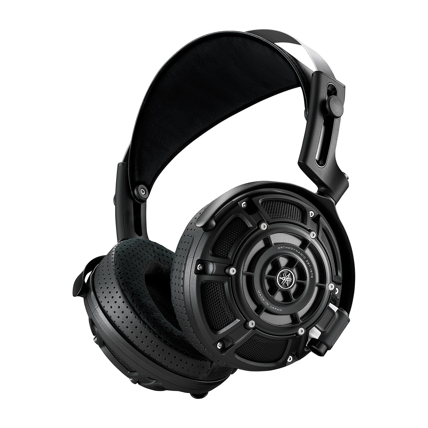 Yamaha YH-4000 Kopfhörer Schrägansicht mit Leder-Kopfband und offenen Hörmuscheln