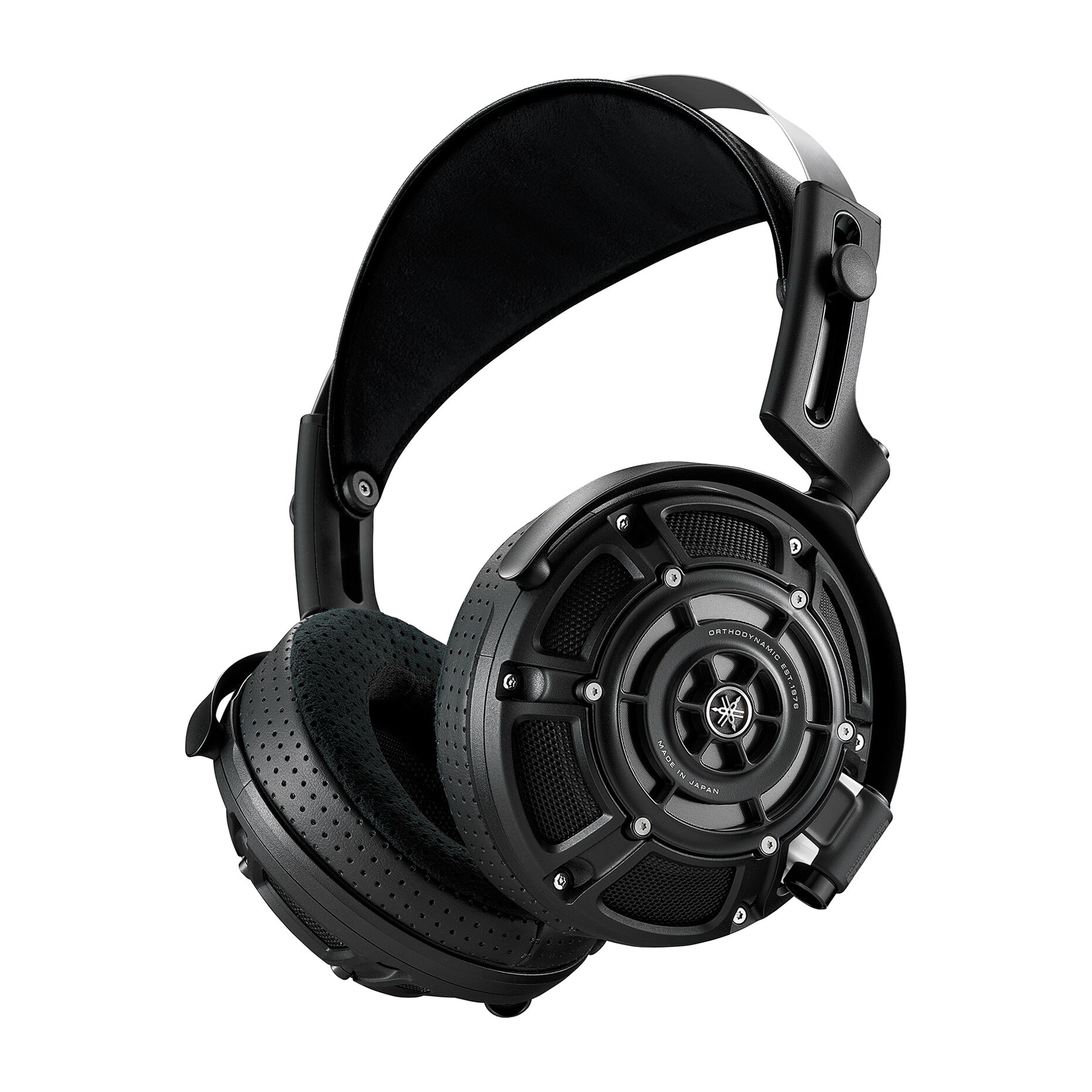 Yamaha YH-4000 Kopfhörer Schrägansicht mit Leder-Kopfband und offenen Hörmuscheln