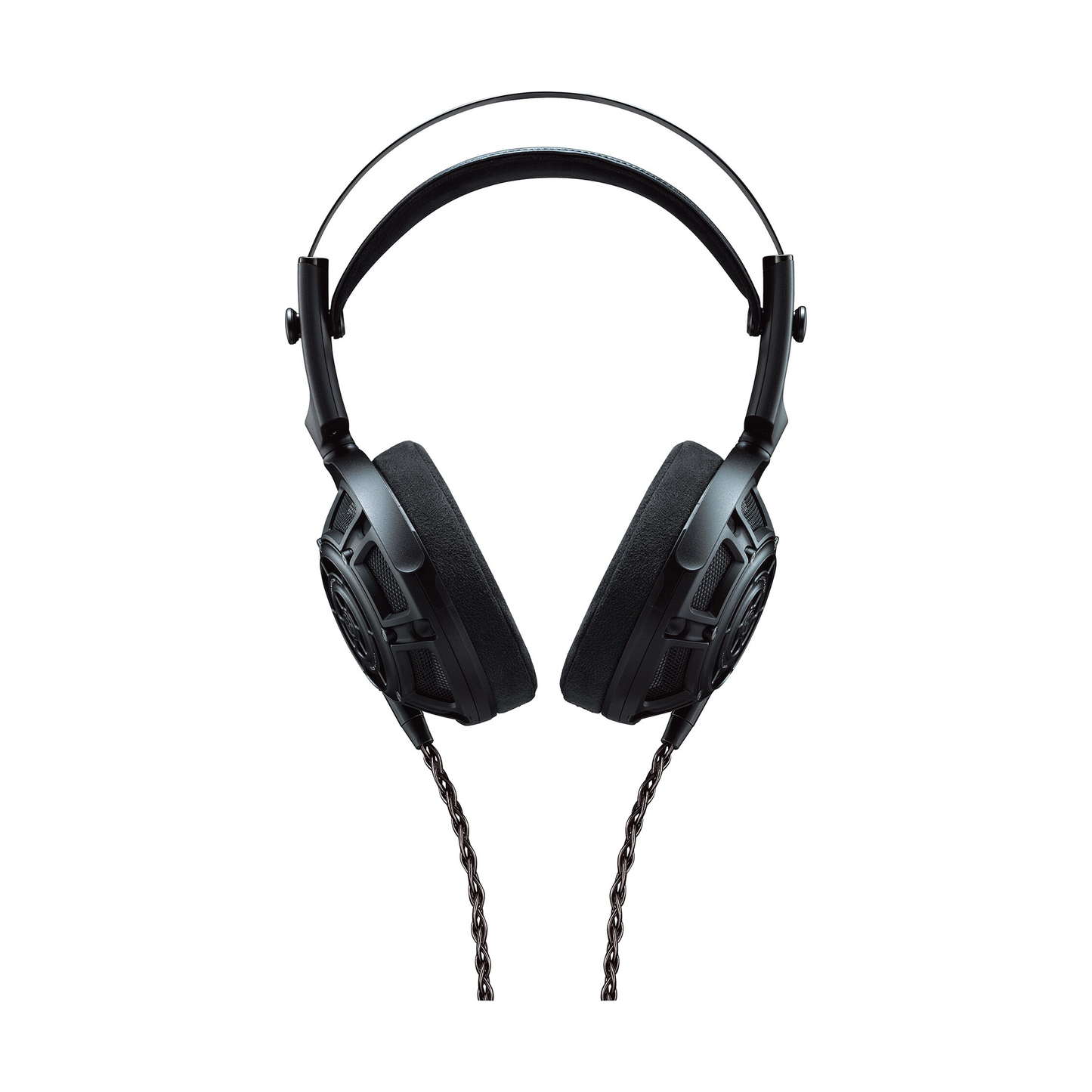 Yamaha YH-5000SE Kopfhörer Frontansicht mit Kabel und Wildleder-Ohrpolstern