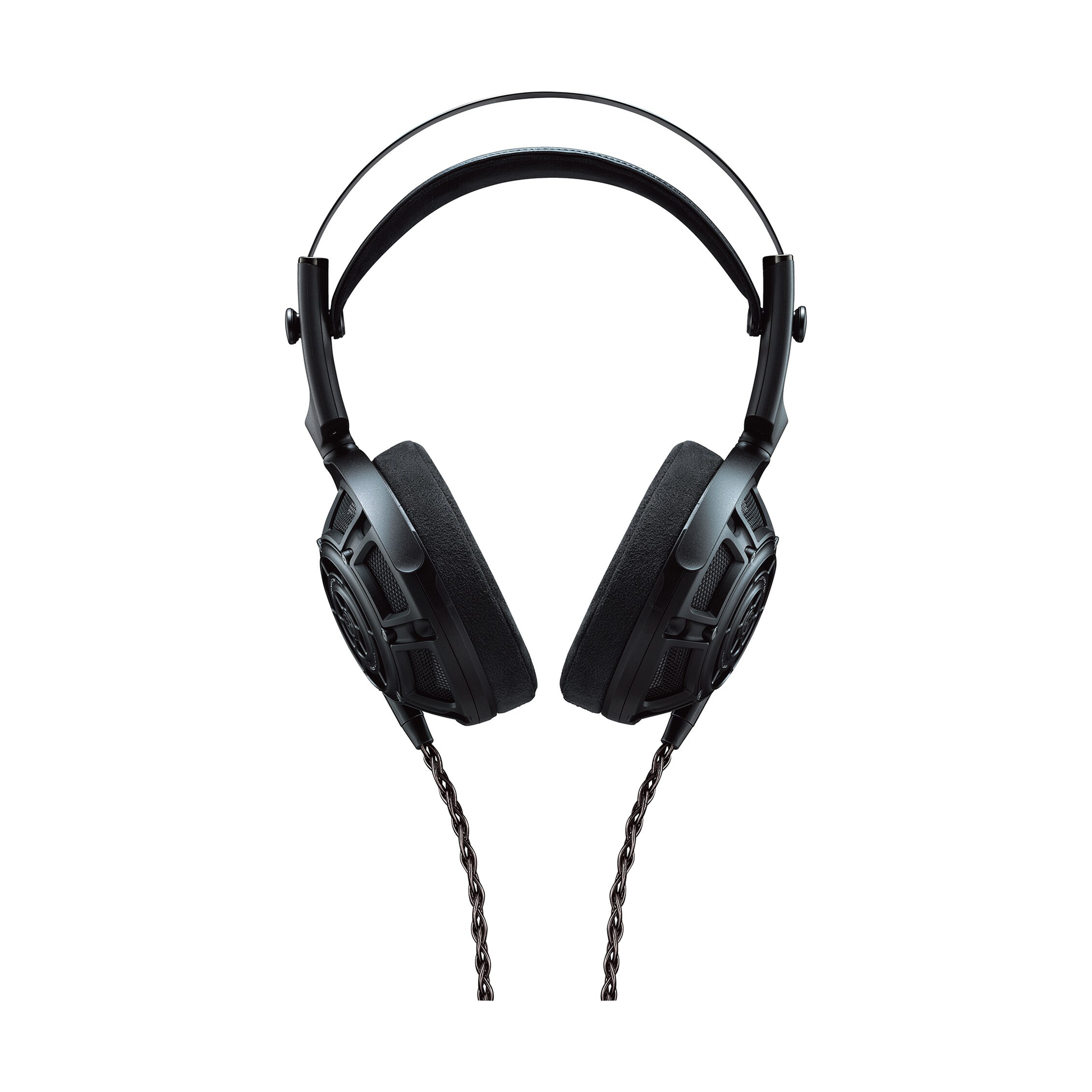 Yamaha YH-5000SE Kopfhörer Frontansicht mit Kabel und Wildleder-Ohrpolstern